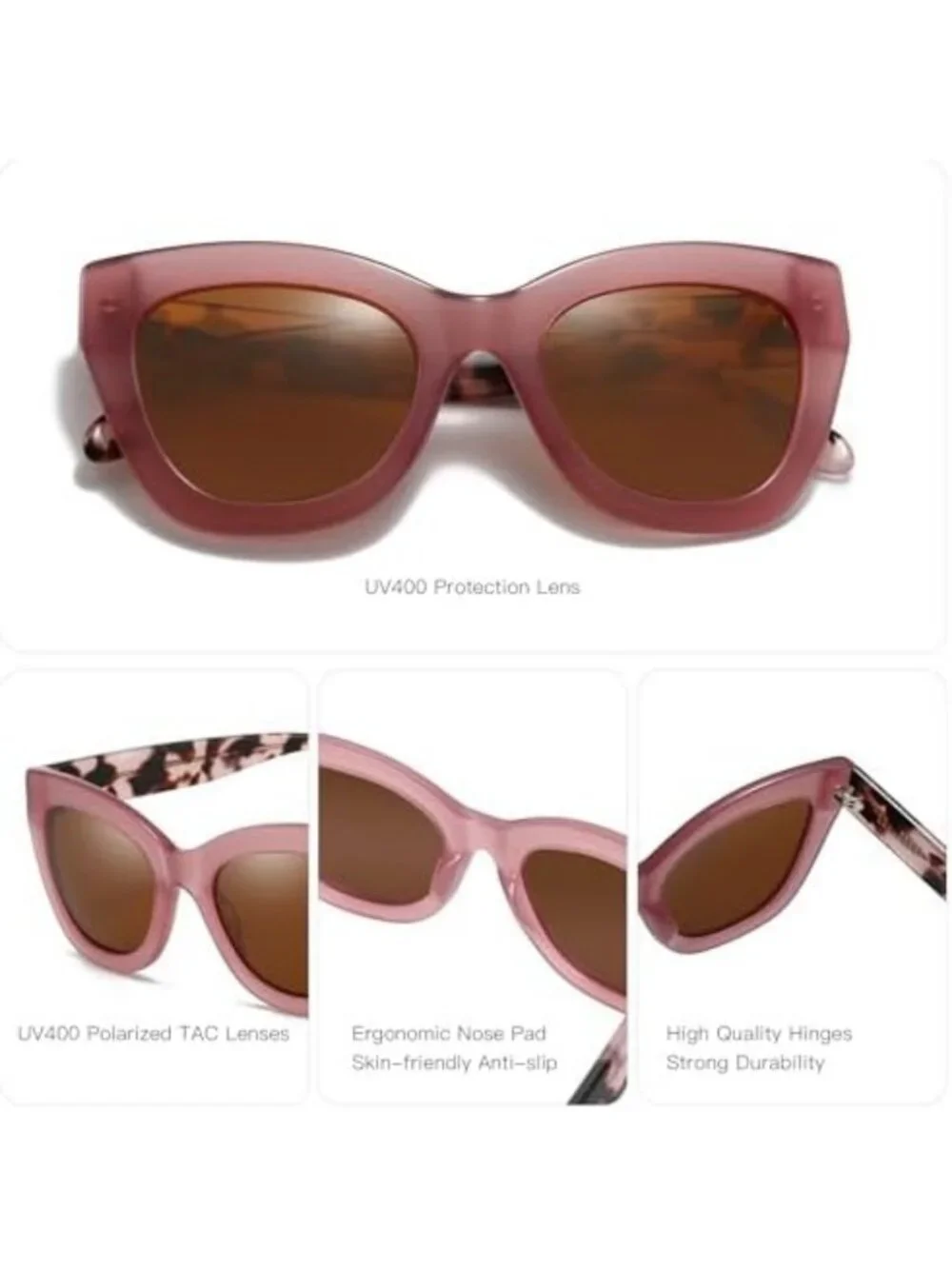 Trendy Polarized Retro Cat Eye Sunglasses for Women - UV400 Protection Shades